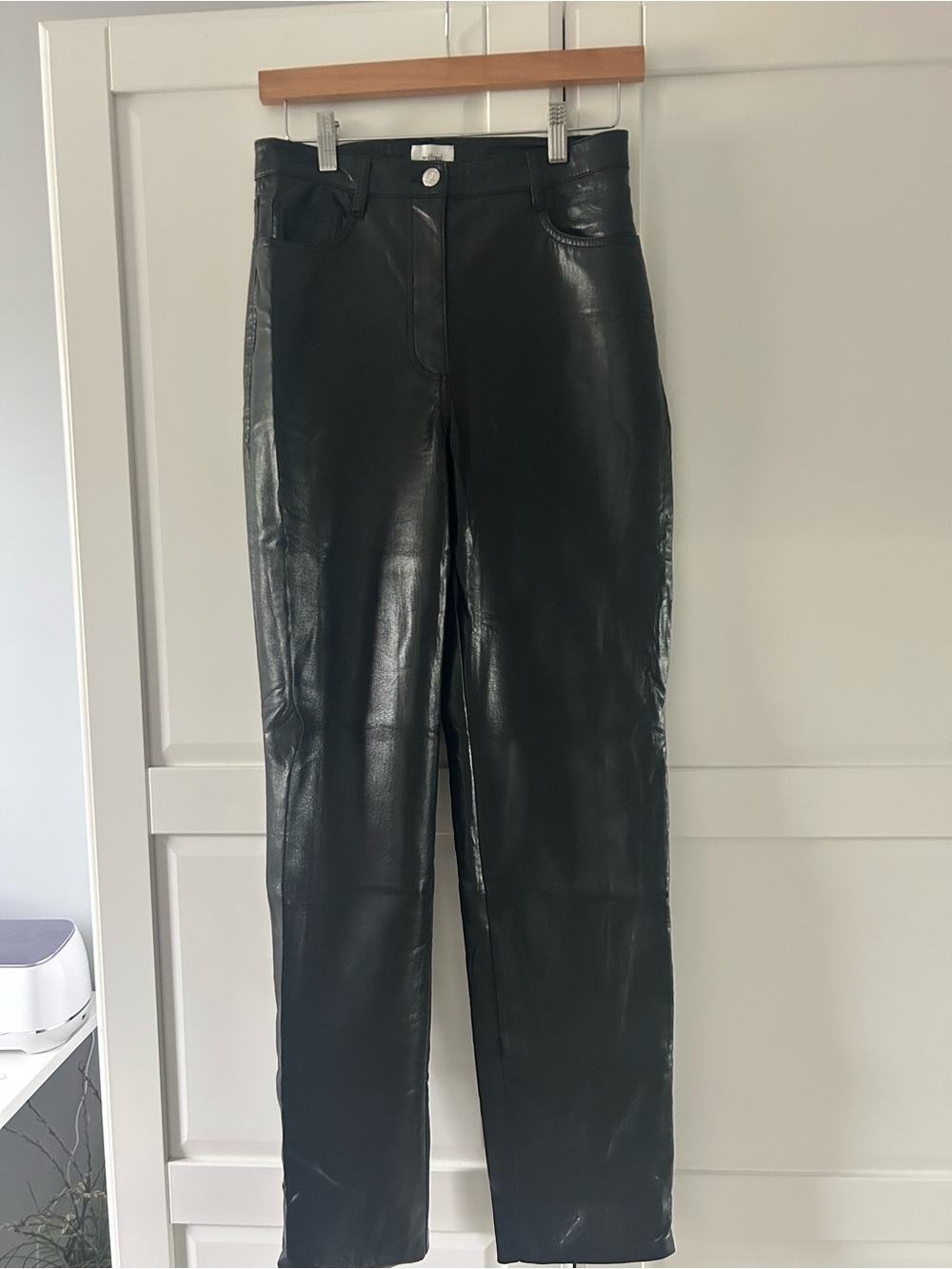Wilfred Black Faux Leather Straight-Leg Pants